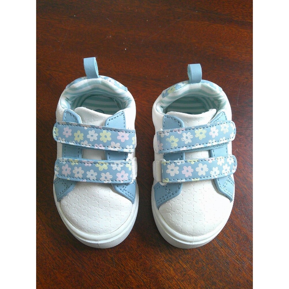 NEW  Ground Up  Bluey Toddler Girls  White and Blue Floral  Sneakers Size 4